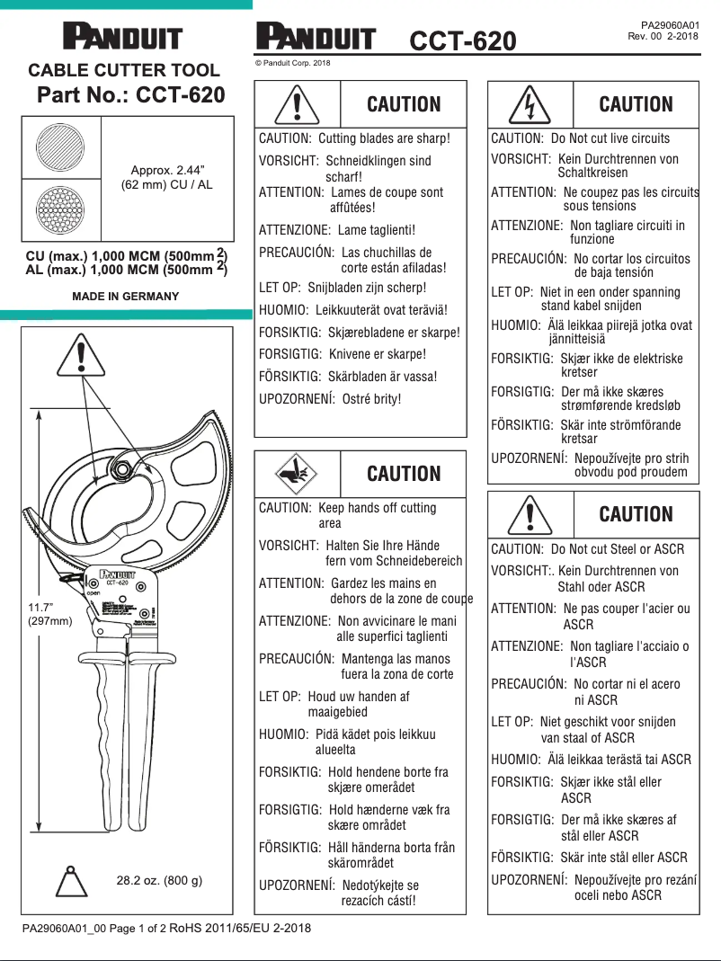 Página 1 del manual Guía de instalación Panduit CCT-620