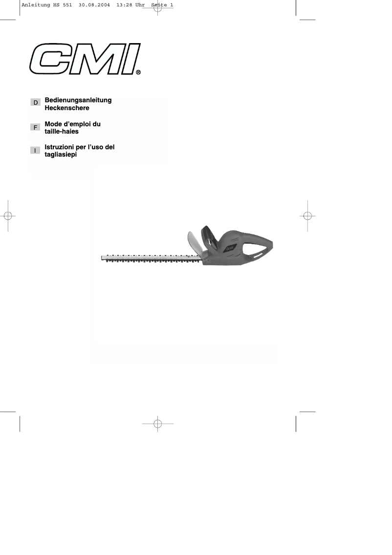 Page 1 de la notice Manuel utilisateur CMI HS 550/1