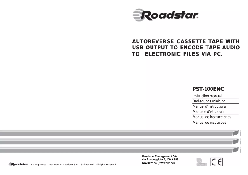 Page 1 de la notice Mode d'emploi Roadstar PST-100ENC