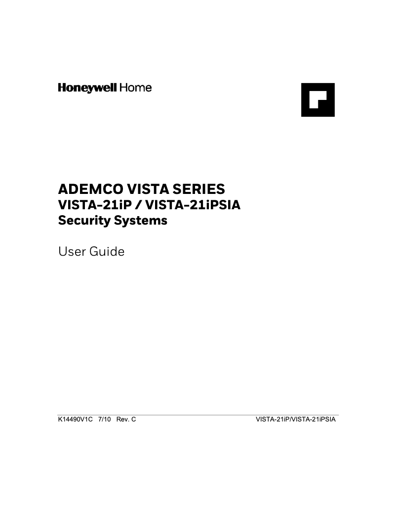 Page 1 de la notice Manuel utilisateur Honeywell VISTA-21iP