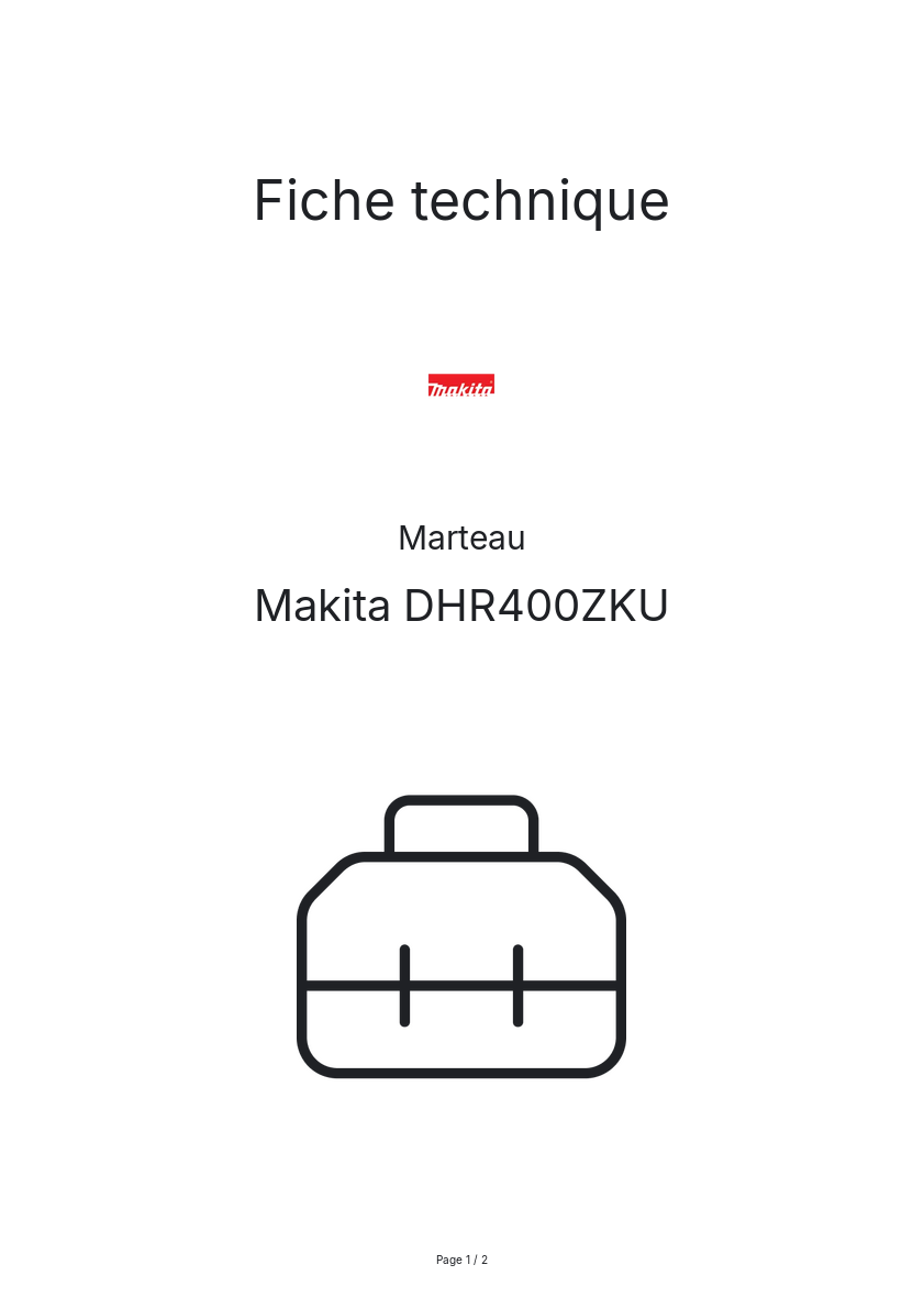 Page n°1 - Fiche technique Makita DHR400ZKU