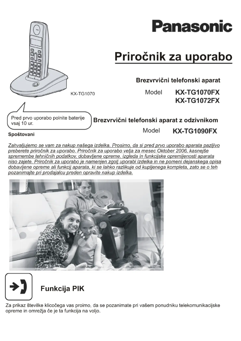 Page 1 de la notice Manuel utilisateur Panasonic KX-TG1090FXB