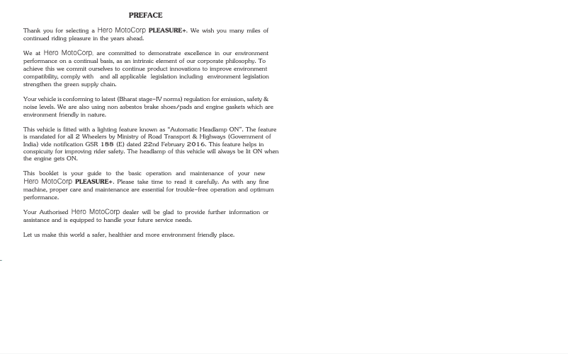 Page 1 de la notice Manuel utilisateur Hero Pleasure+ (2019)