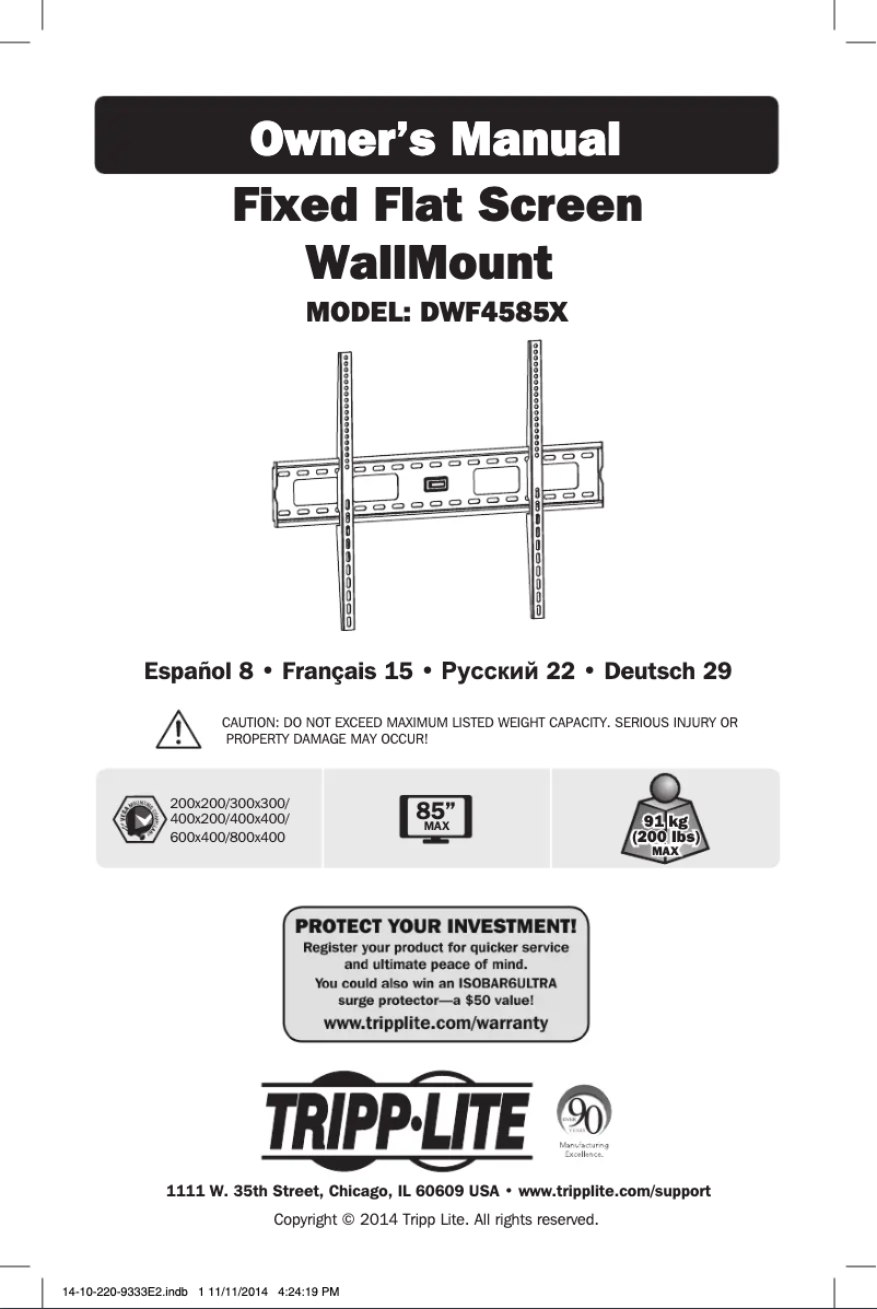Page n°1 - Manuel utilisateur Tripp Lite DWF4585X