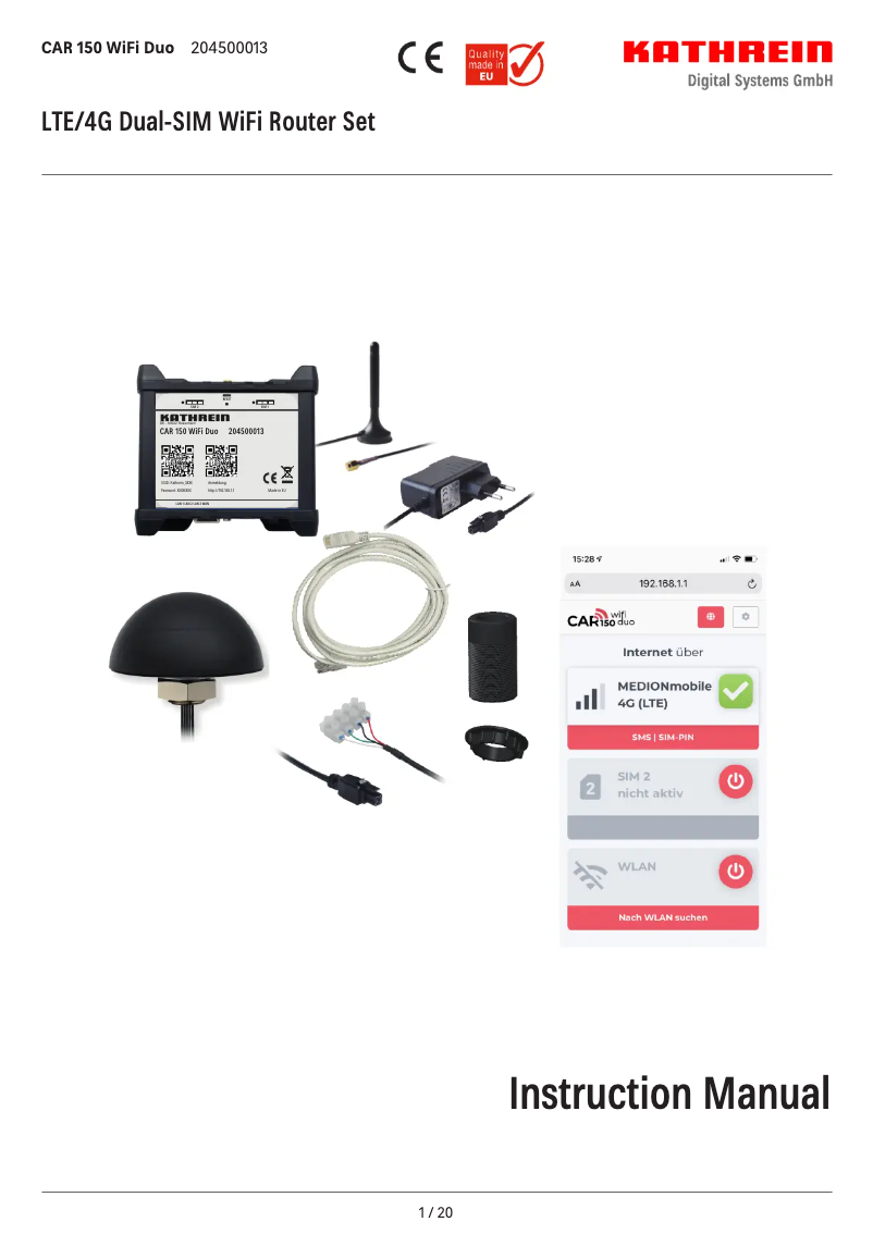 Page n°1 - Manuel utilisateur Kathrein CAR 150 WiFi Duo