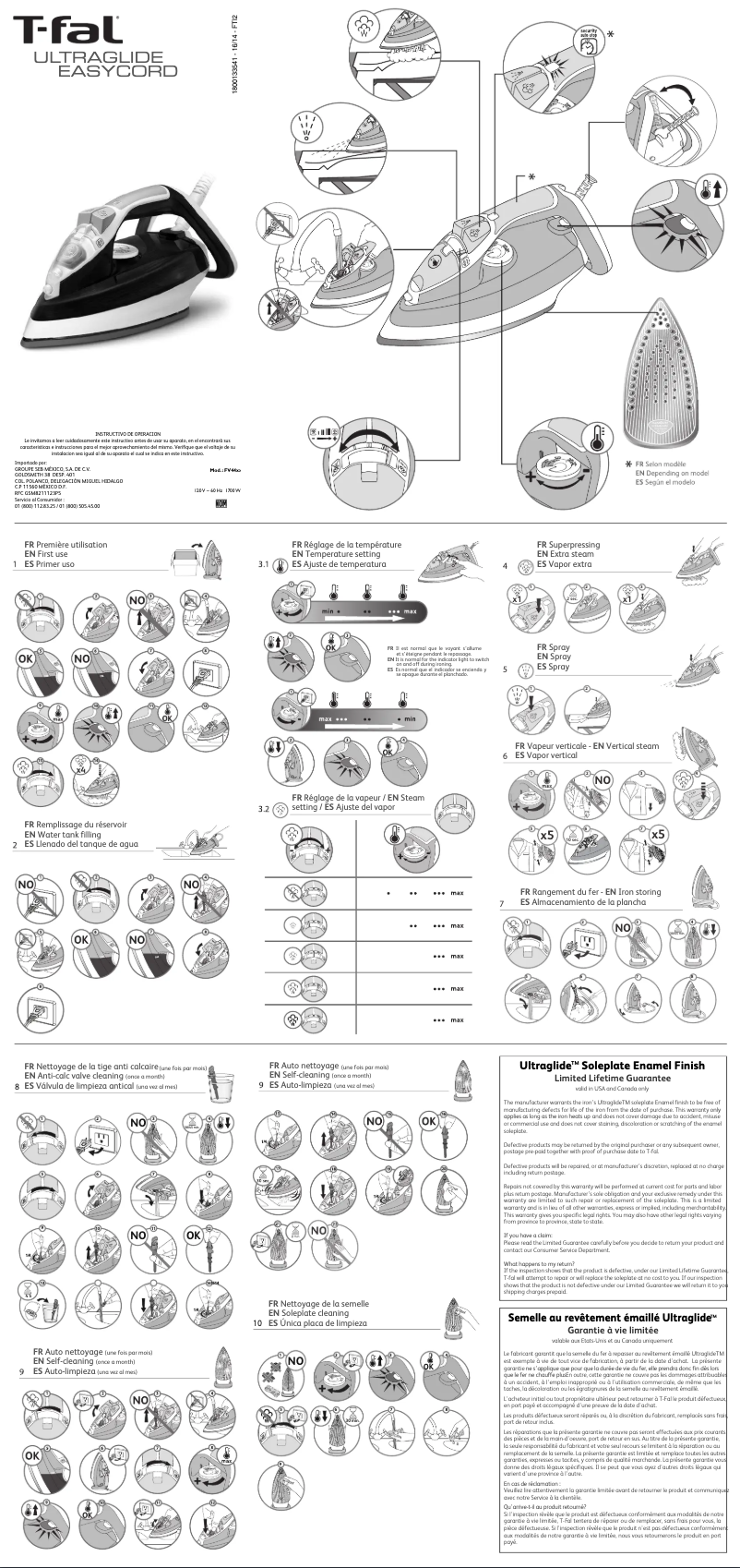 Page n°1 - Manuel utilisateur Tefal SuperGlide Easycord FV4493