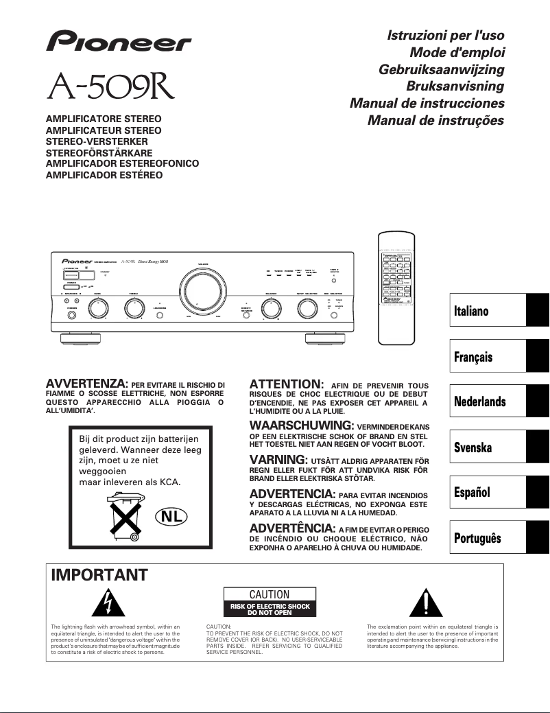 Image de la première page du manuel de l'appareil A-509R