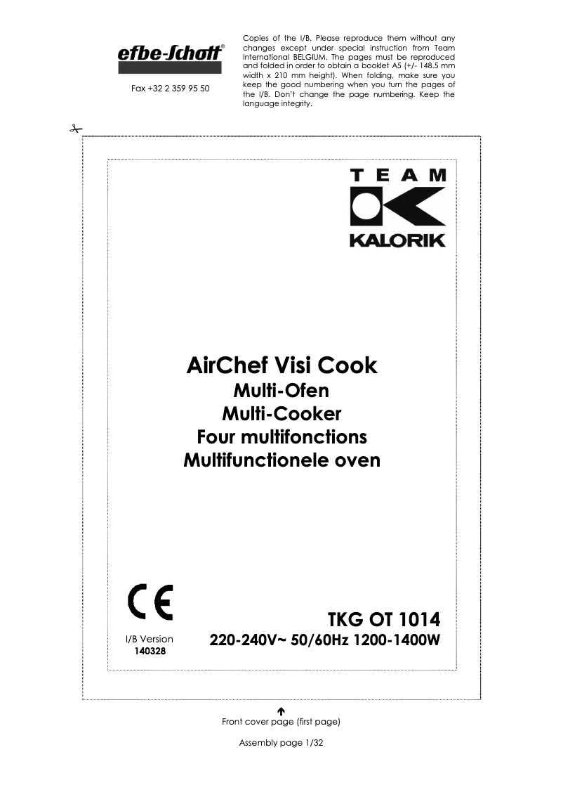 Image de la première page du manuel de l'appareil TKG OT 1014
