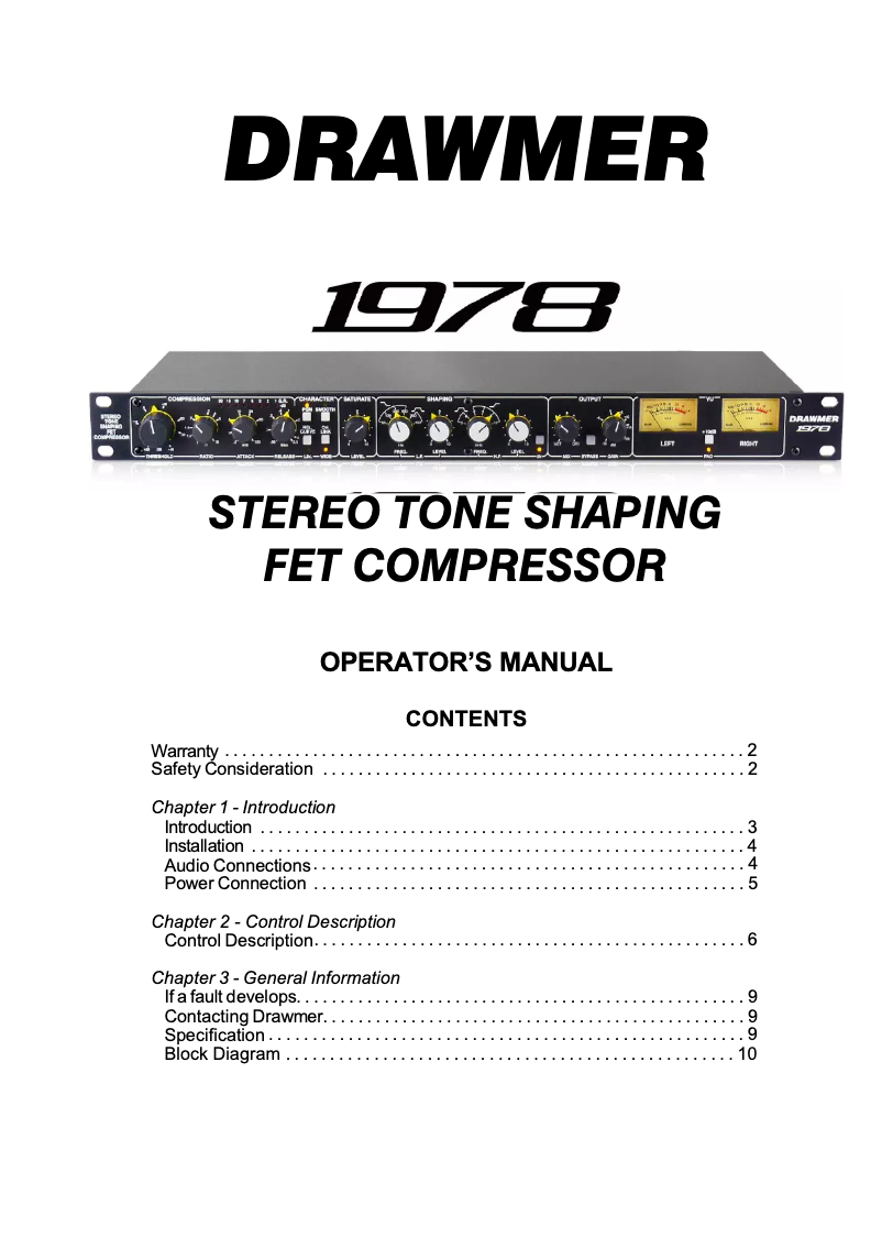Page 1 de la notice Manuel utilisateur Drawmer 1978