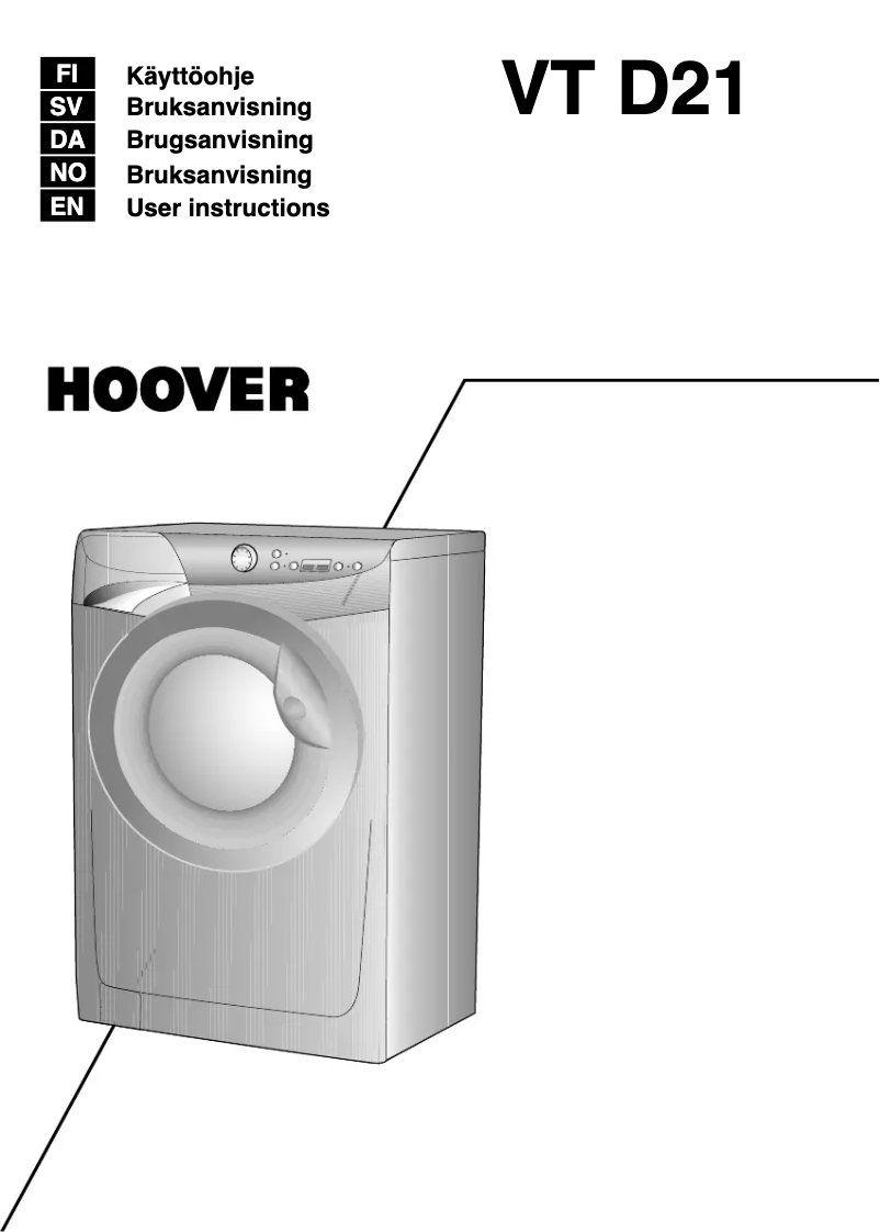 Page 1 de la notice Manuel utilisateur Hoover VT 714D21/1-S