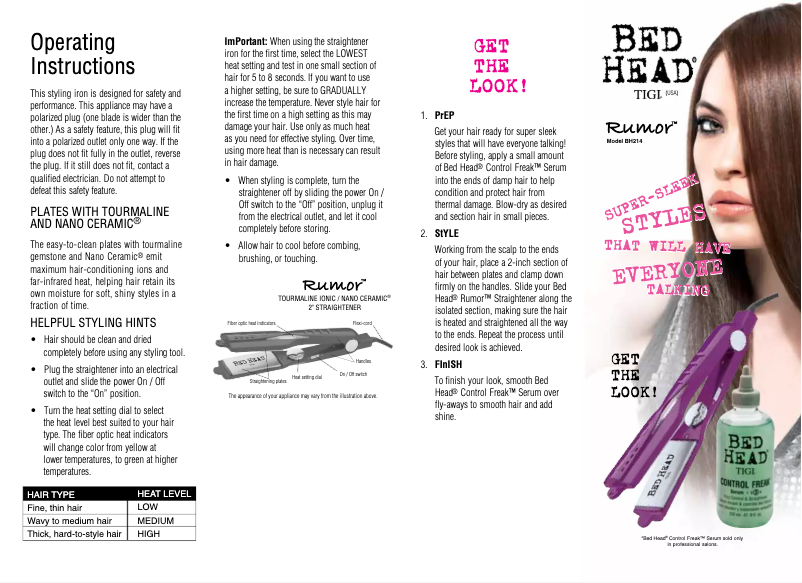 Page 1 de la notice Manuel utilisateur Helen of Troy BH214