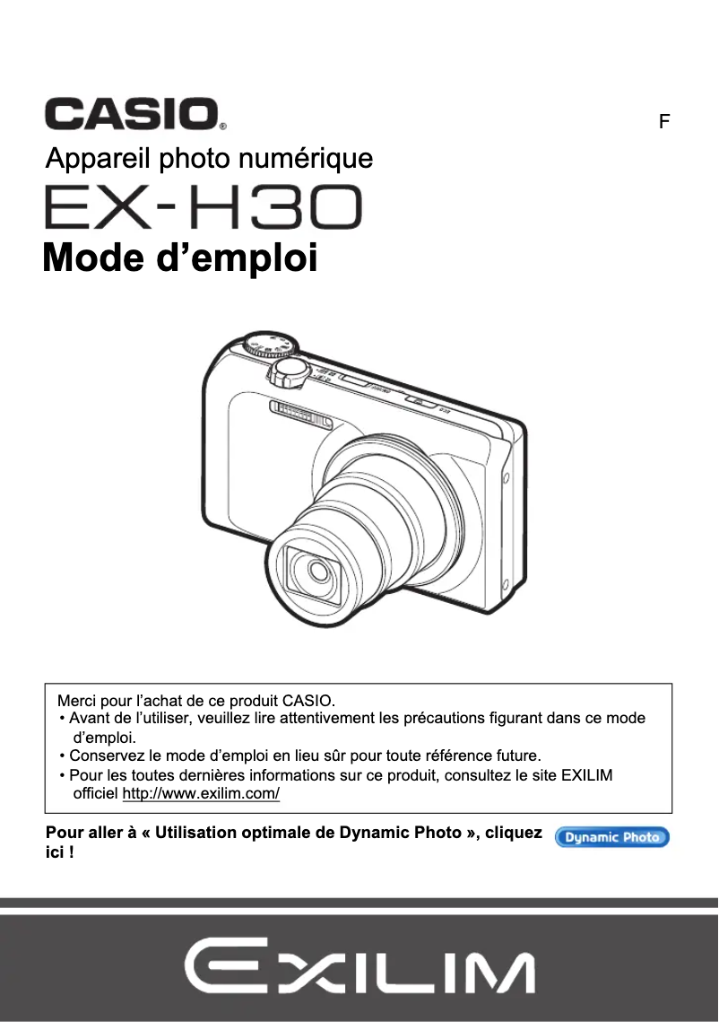 Image de la première page du manuel de l'appareil Exilim EX-H30