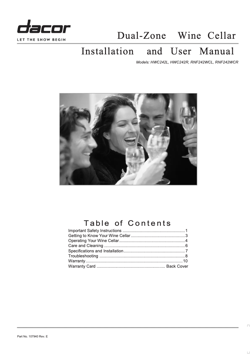 Image de la première page du manuel de l'appareil HWC241L