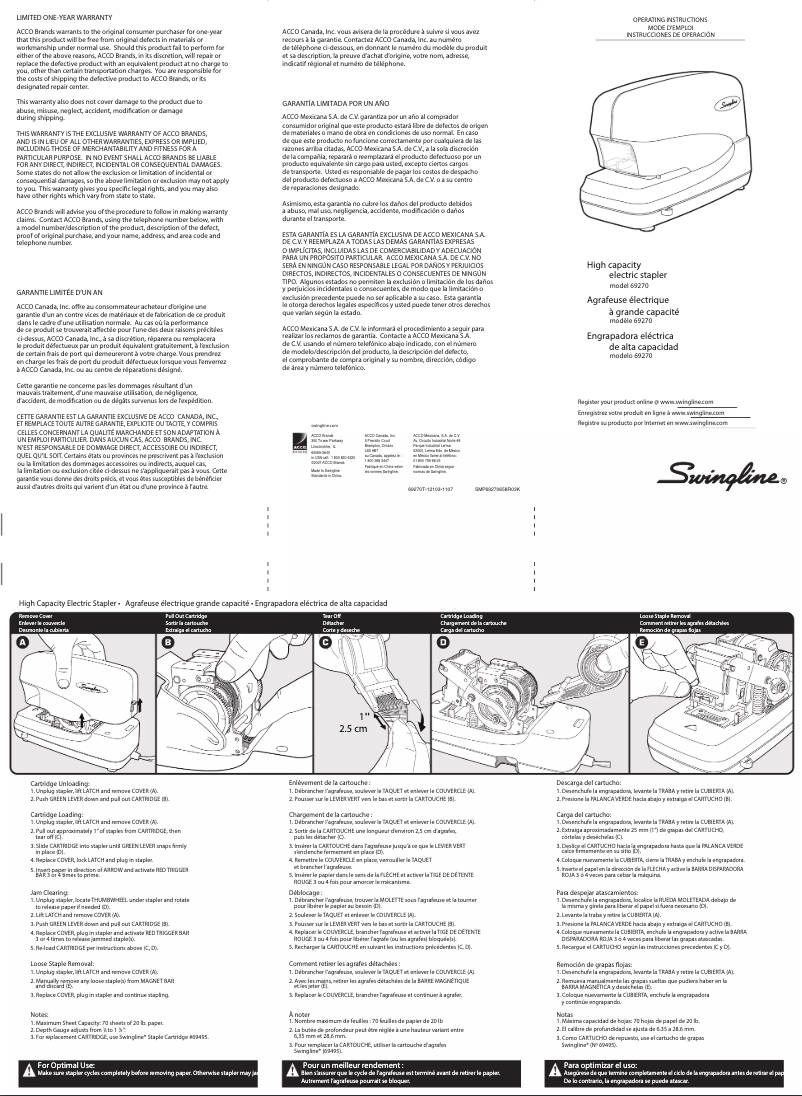 Page 1 de la notice Manuel utilisateur Swingline High Capacity