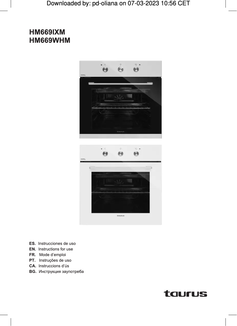 Page 1 de la notice Manuel utilisateur Taurus HM669WHM