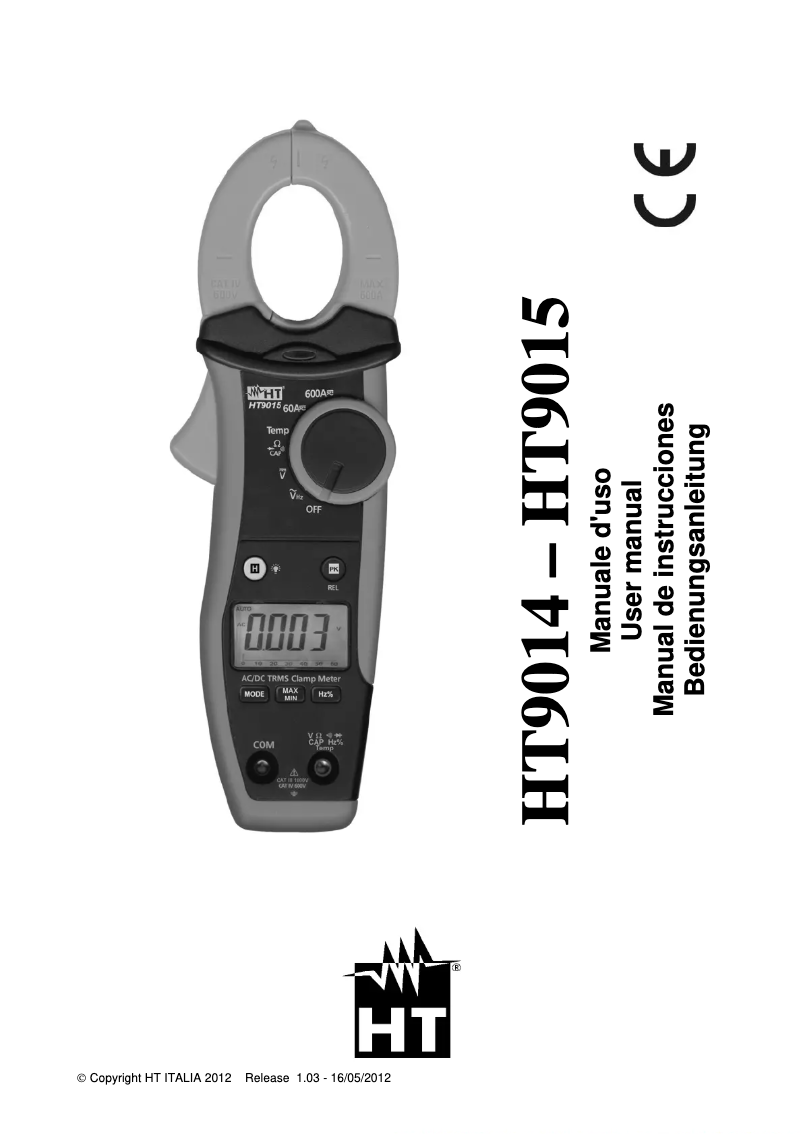 Page n°1 - Manuel utilisateur HT Instruments HT9015