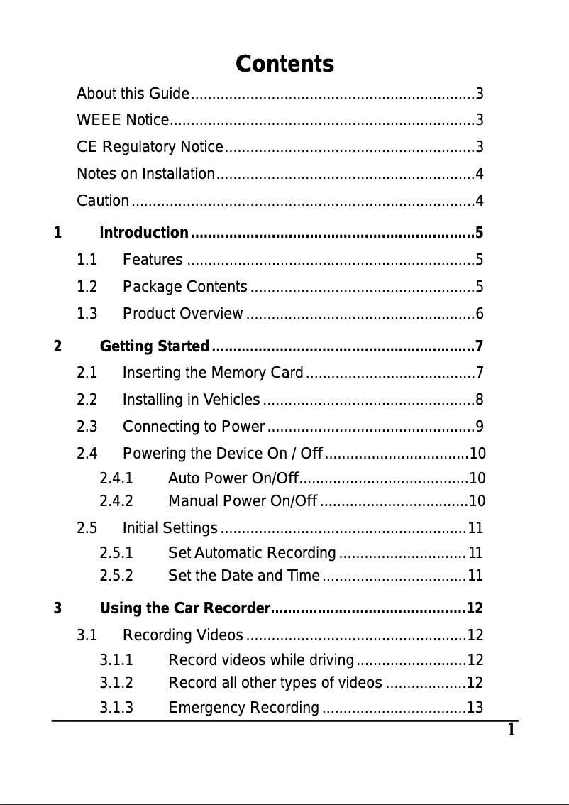 Page 1 de la notice Manuel utilisateur Rollei CarDVR-100