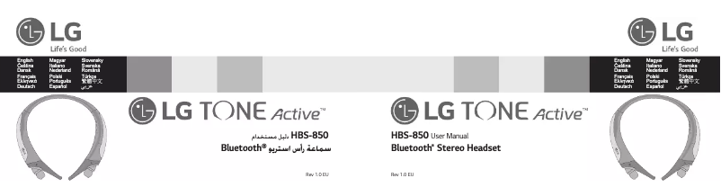 Page n°1 - Manuel utilisateur LG Tone Active HBS-850
