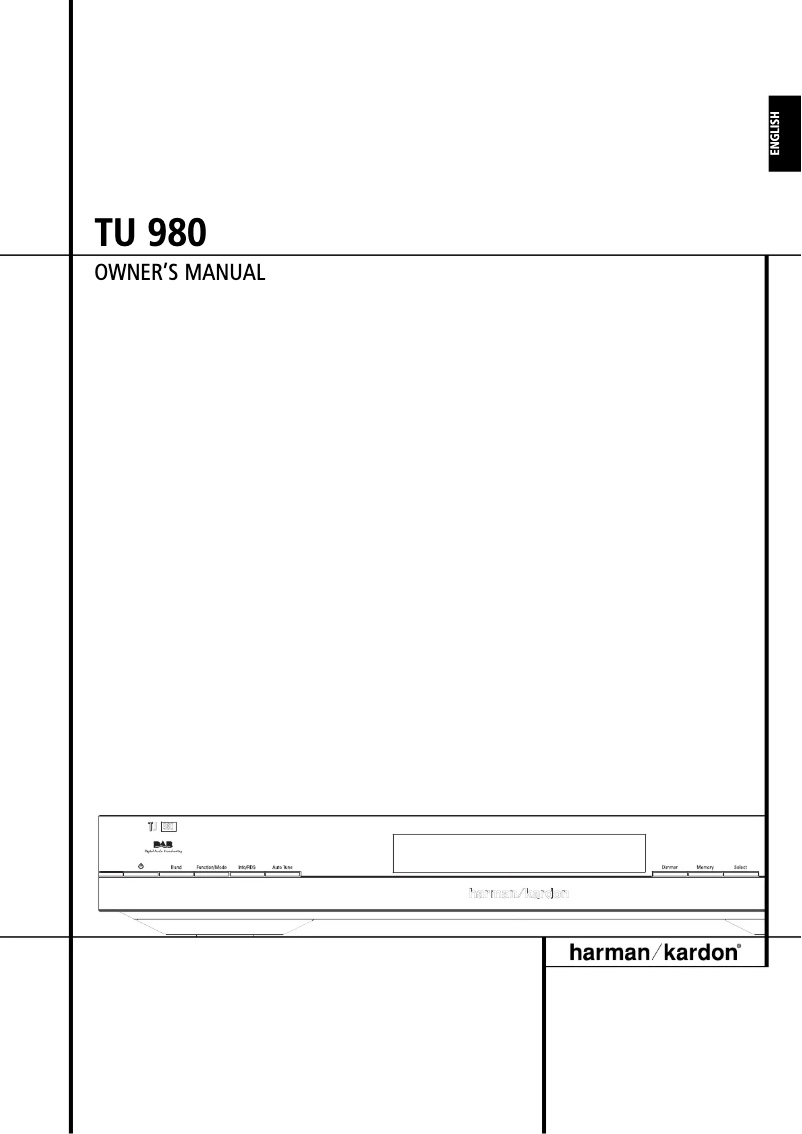 Page 1 de la notice Manuel utilisateur Harman Kardon TU 980