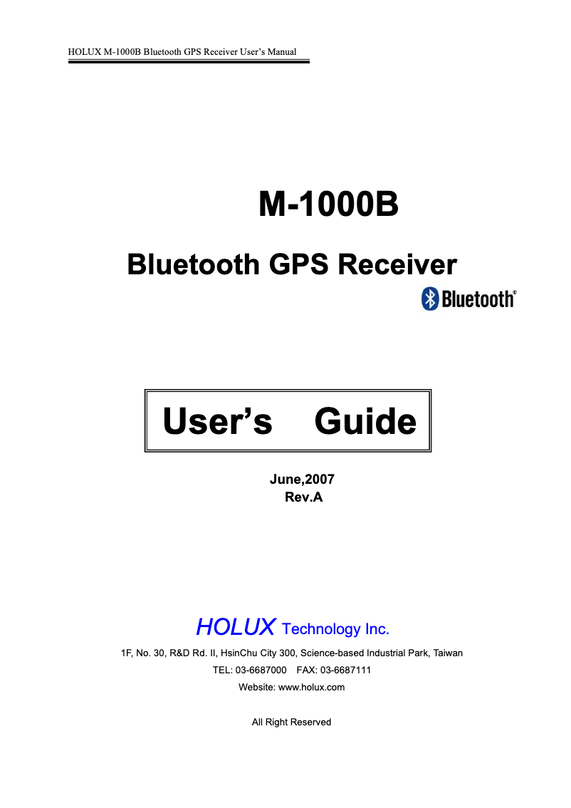 Image de la première page du manuel de l'appareil M-1000B