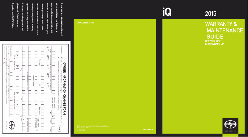 Página 1 del manual Manual de usuario Scion iQ (2015)