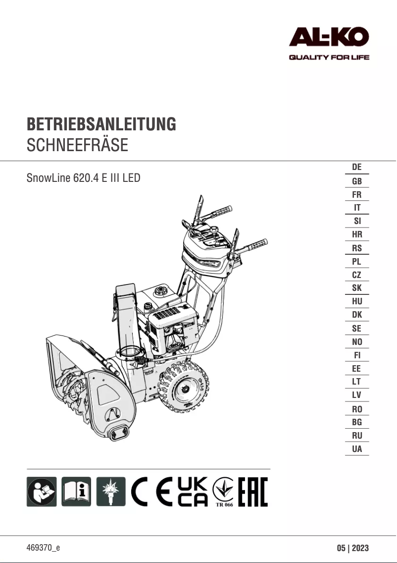 Page 1 de la notice Manuel utilisateur AL-KO SnowLine 620.4 E III LED