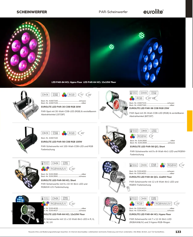 Page n°1 - Catalogue Eurolite LED PAR-64 QCL