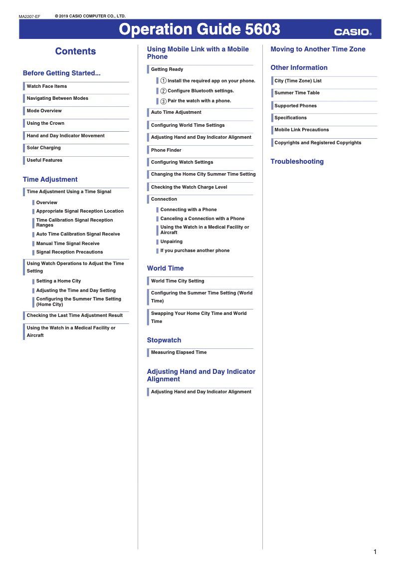 Page 1 de la notice Manuel utilisateur Casio Baby-G BLX-560-3ER