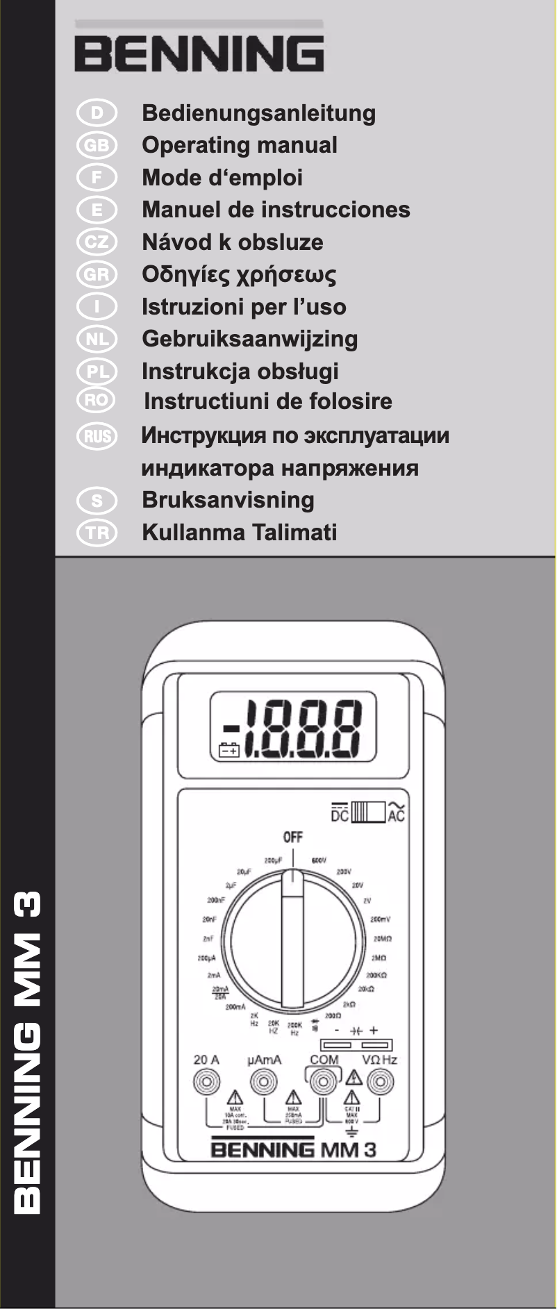 Page 1 de la notice Manuel utilisateur BENNING MM 3