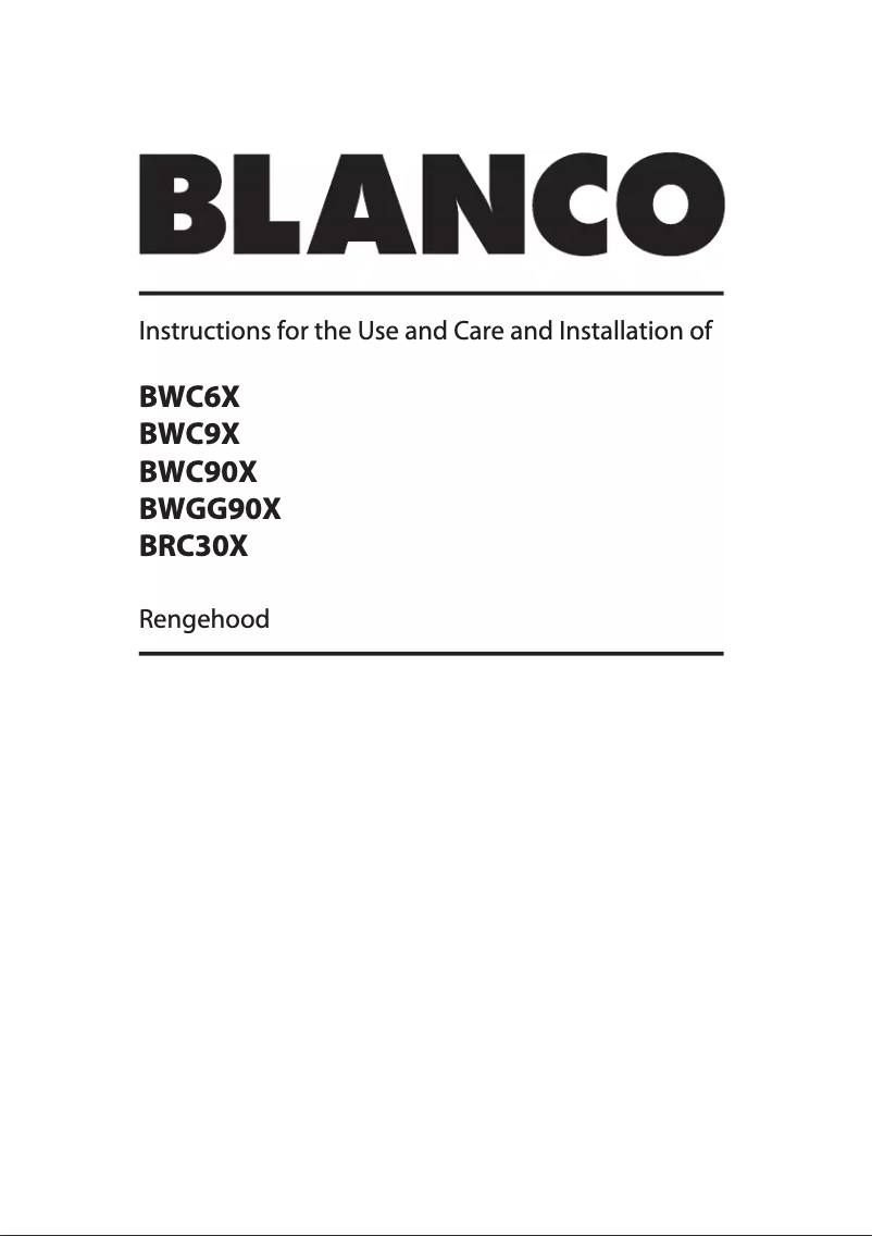 Page n°1 - Mode d'emploi BLANCO BWC90X