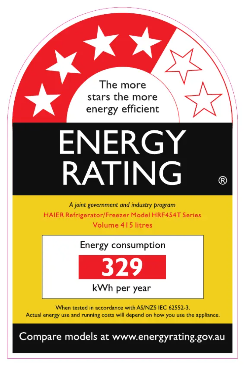 Page n°1 - Label énergétique Haier HRF454TW3