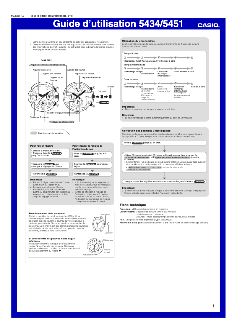 Page n°1 - Manuel utilisateur Casio Edifice EFV-630