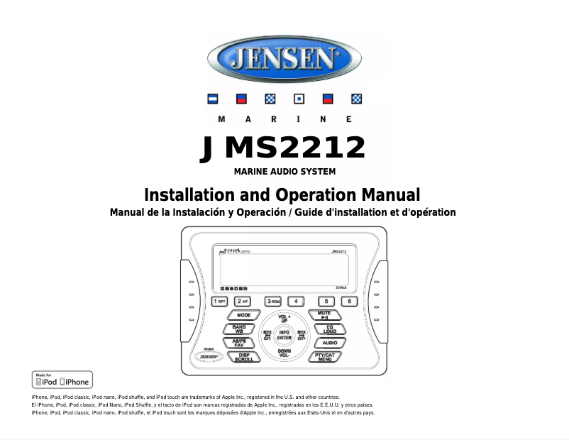 Page n°1 - Manuel utilisateur Jensen JMS2212