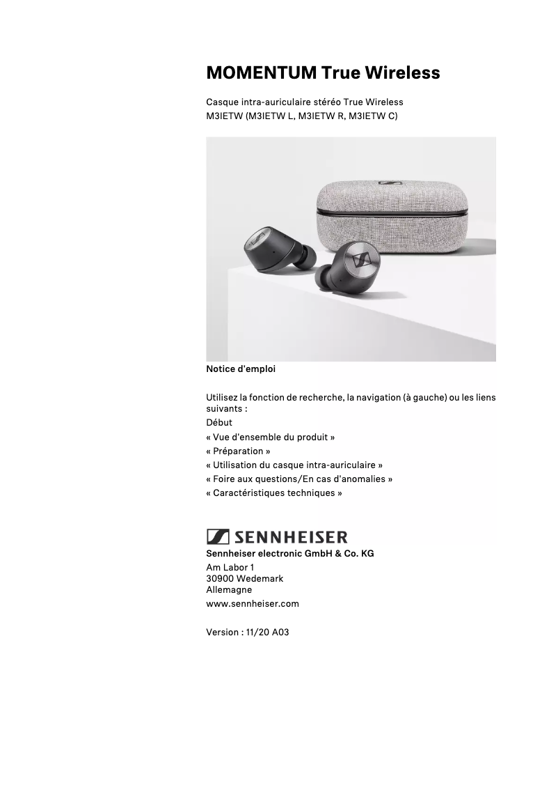Page n°1 - Manuel utilisateur Sennheiser Momentum True Wireless