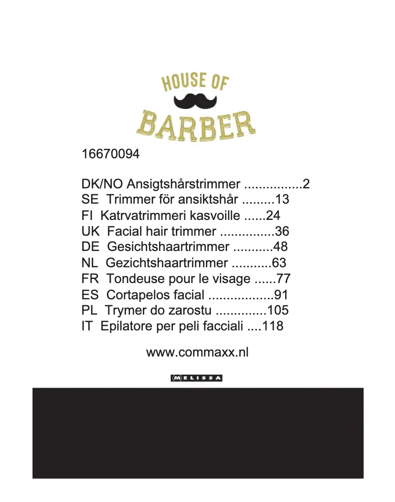 Page 1 de la notice Manuel utilisateur Melissa 16670094