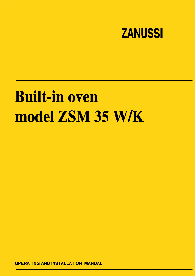 Page n°1 - Manuel utilisateur Zanussi ZSM35W