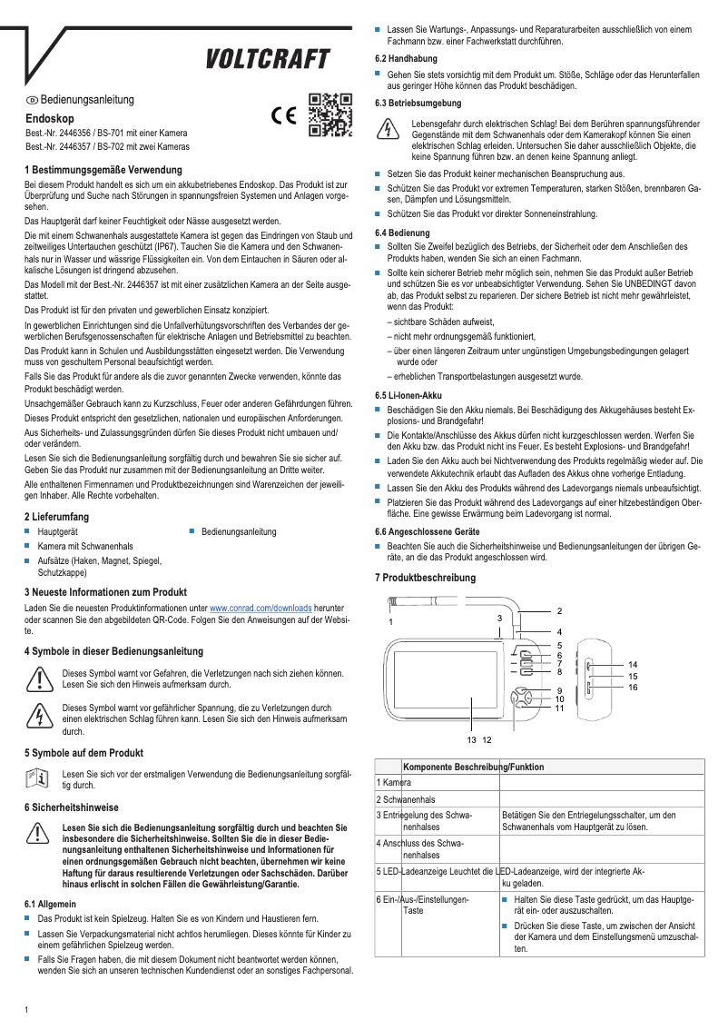 Page n°1 - Manuel utilisateur Voltcraft BS-701SE