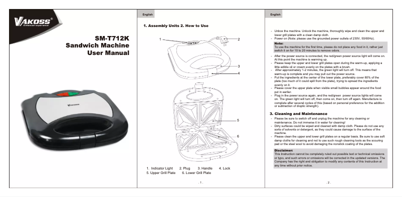Page 1 de la notice Manuel utilisateur Vakoss SM-T712K