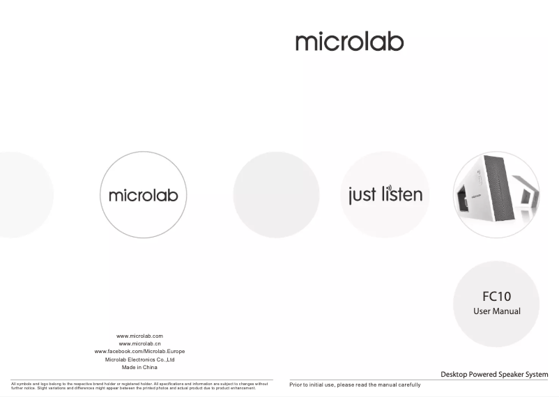 Page n°1 - Manuel utilisateur Microlab FC 10