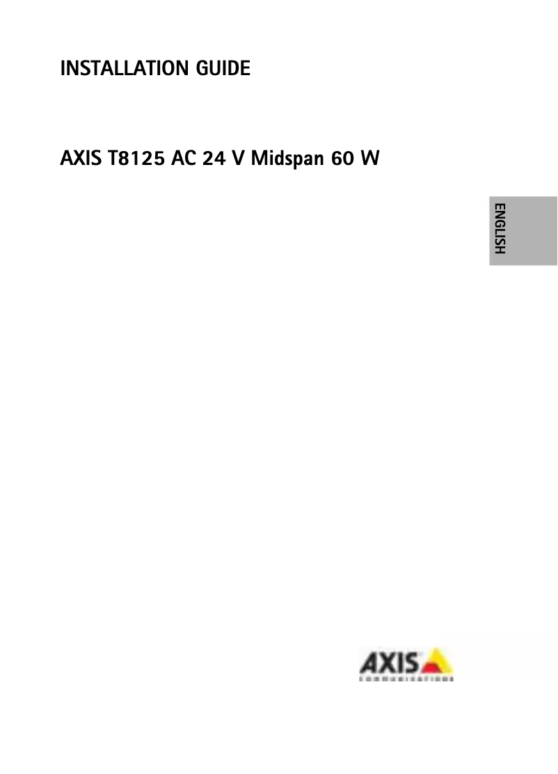Page n°1 - Manuel utilisateur Axis T8124