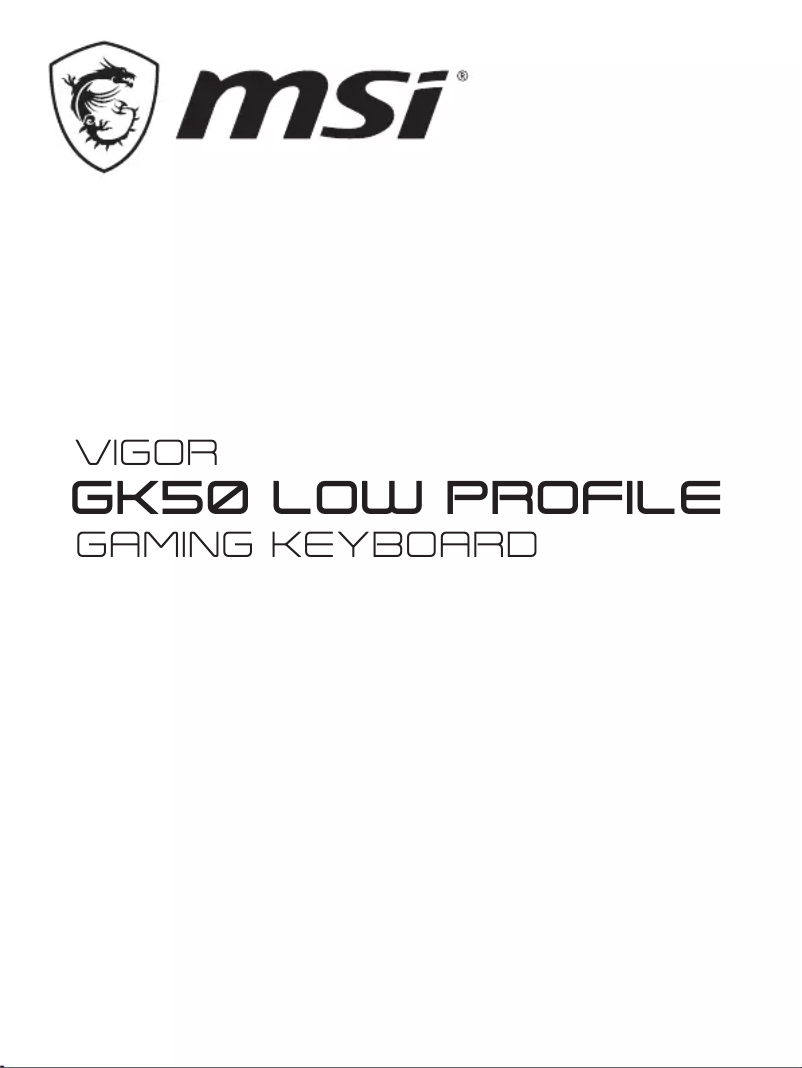 Image de la première page du manuel de l'appareil Vigor GK50 Low Profile