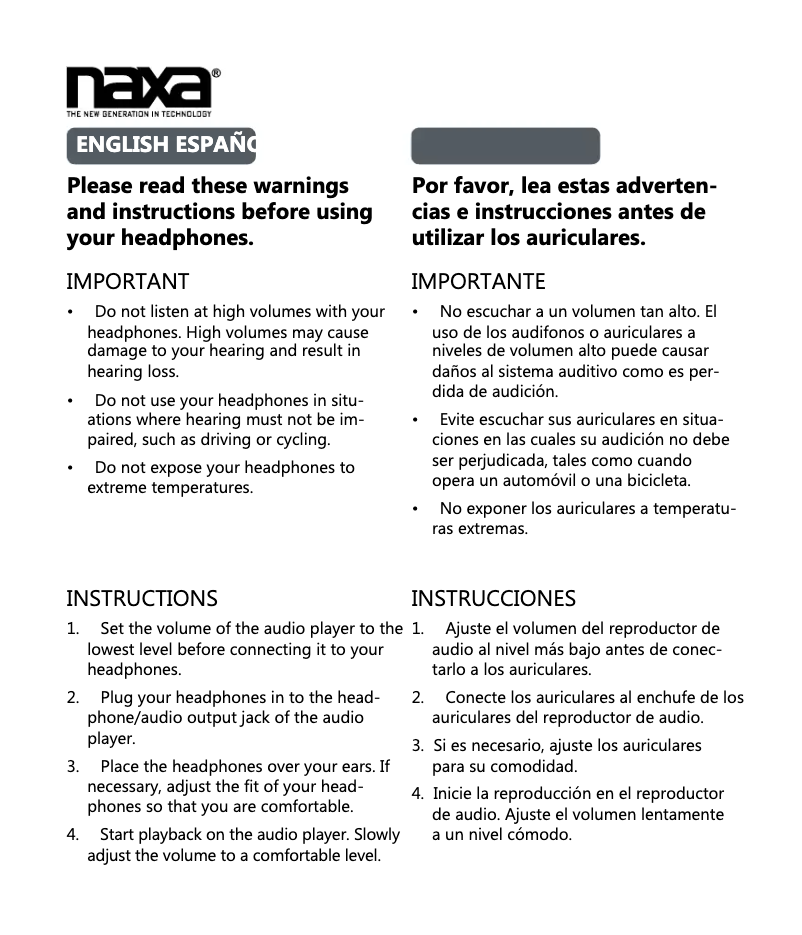 Page n°1 - Manuel utilisateur Naxa NE-931