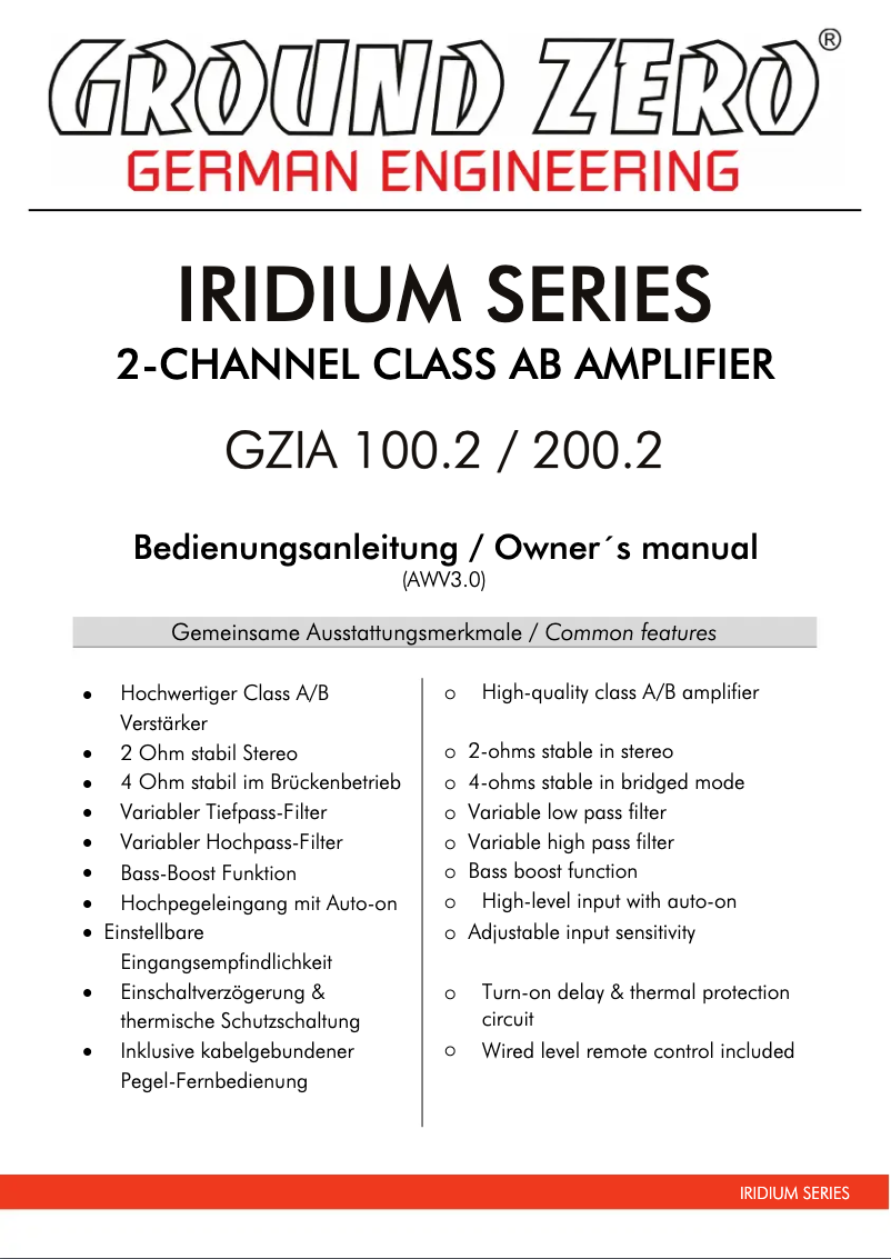 First page image of the manual for GZIA 100.2