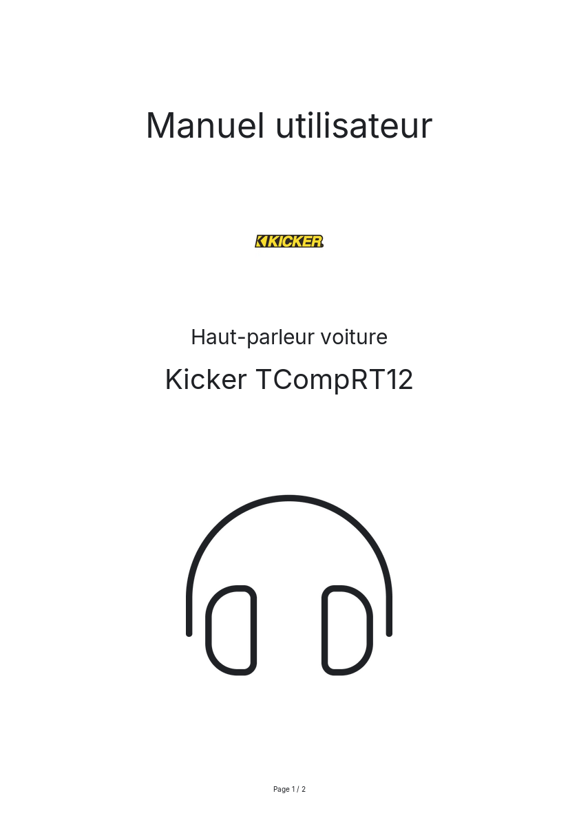 Page n°1 - Manuel utilisateur Kicker TCompRT12