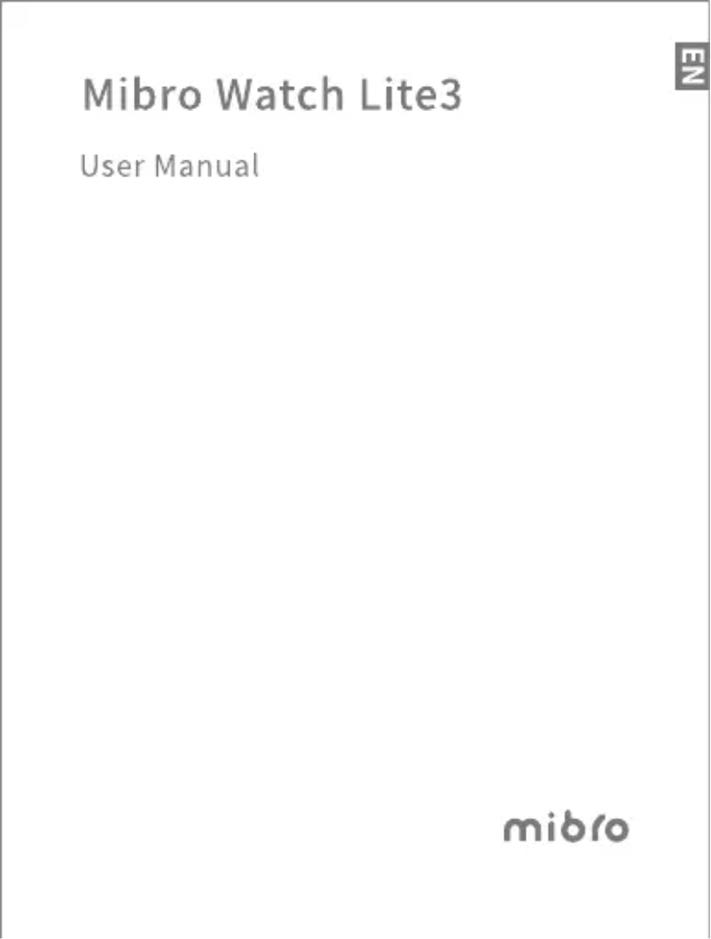 Page 1 de la notice Manuel utilisateur Mibro Lite 3