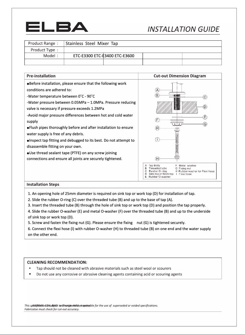Page n°1 - Manuel utilisateur Elba ETC-E3400