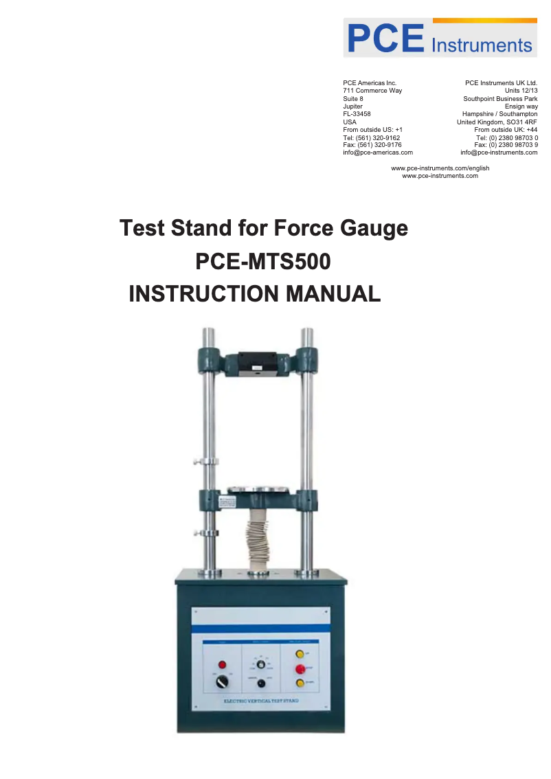 Page 1 de la notice Manuel utilisateur PCE Instruments PCE-MTS500