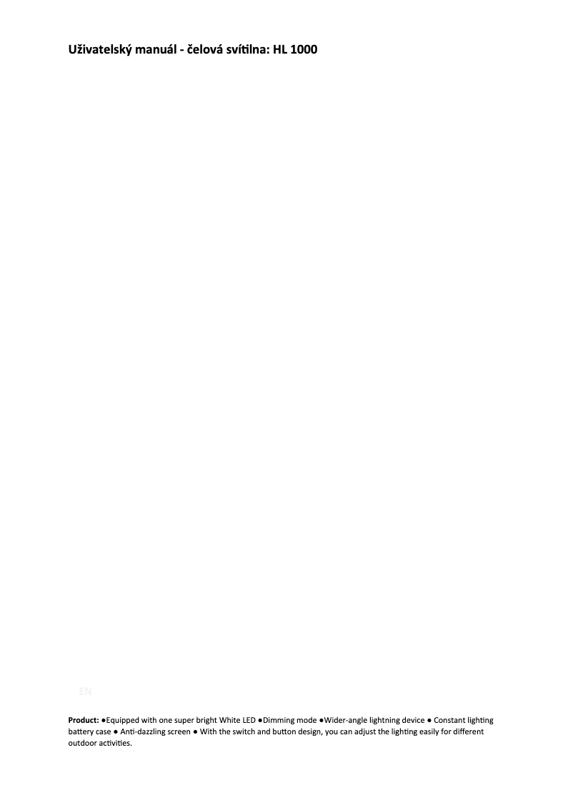 Image de la première page du manuel de l'appareil HL1000