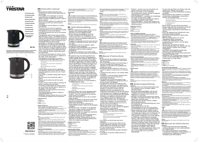 Page 1 de la notice Manuel utilisateur TriStar WK-1342