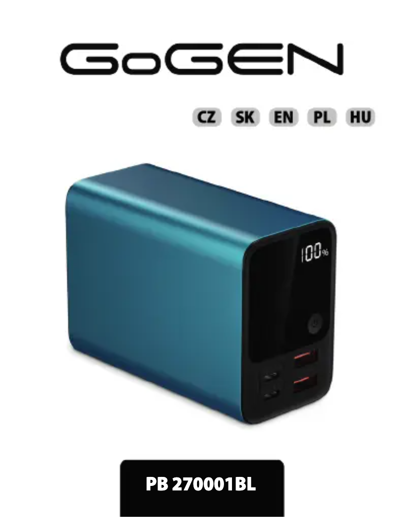 Page n°1 - Manuel utilisateur GoGen PB270001BL